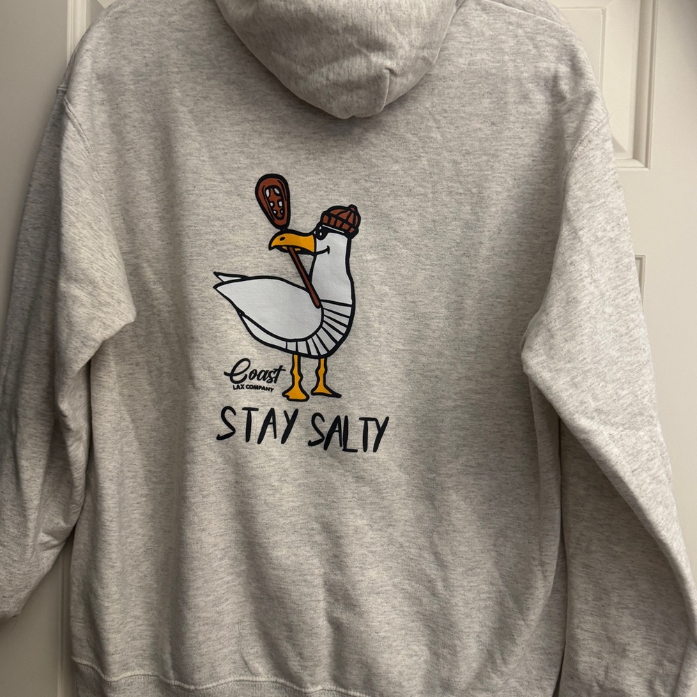 Gray Hoodie with Seagull Graphic